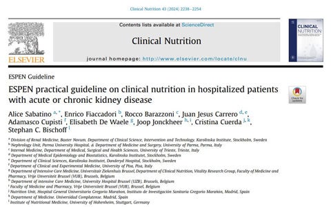 ESPEN practical guideline on clinical nutrition in hospitalized patients with acute or chronic kidney disease 2024