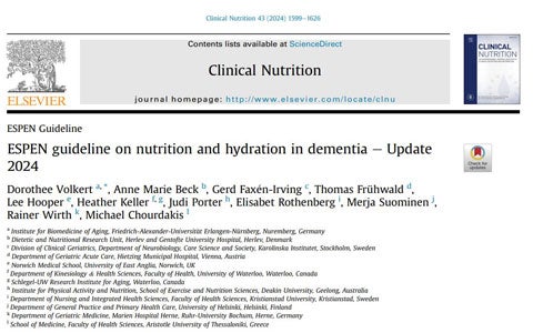 ESPEN guideline on nutrition and hydration in dementia Update 2024